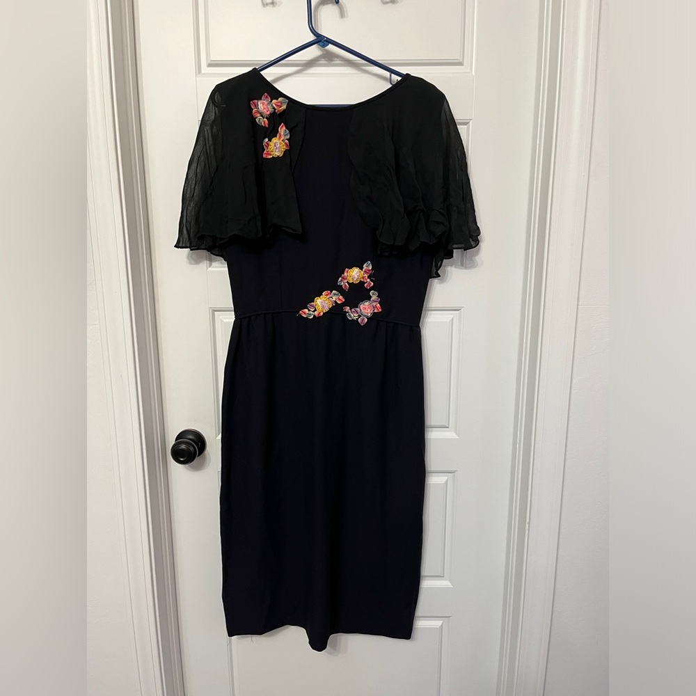 True Vintage Gem 30s 40s 50s pencil black dress M L